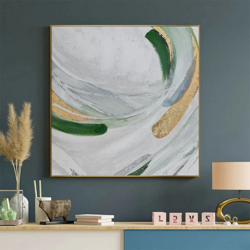 Green and Gold Spiral Set of 2 Home Decor Wall Painting