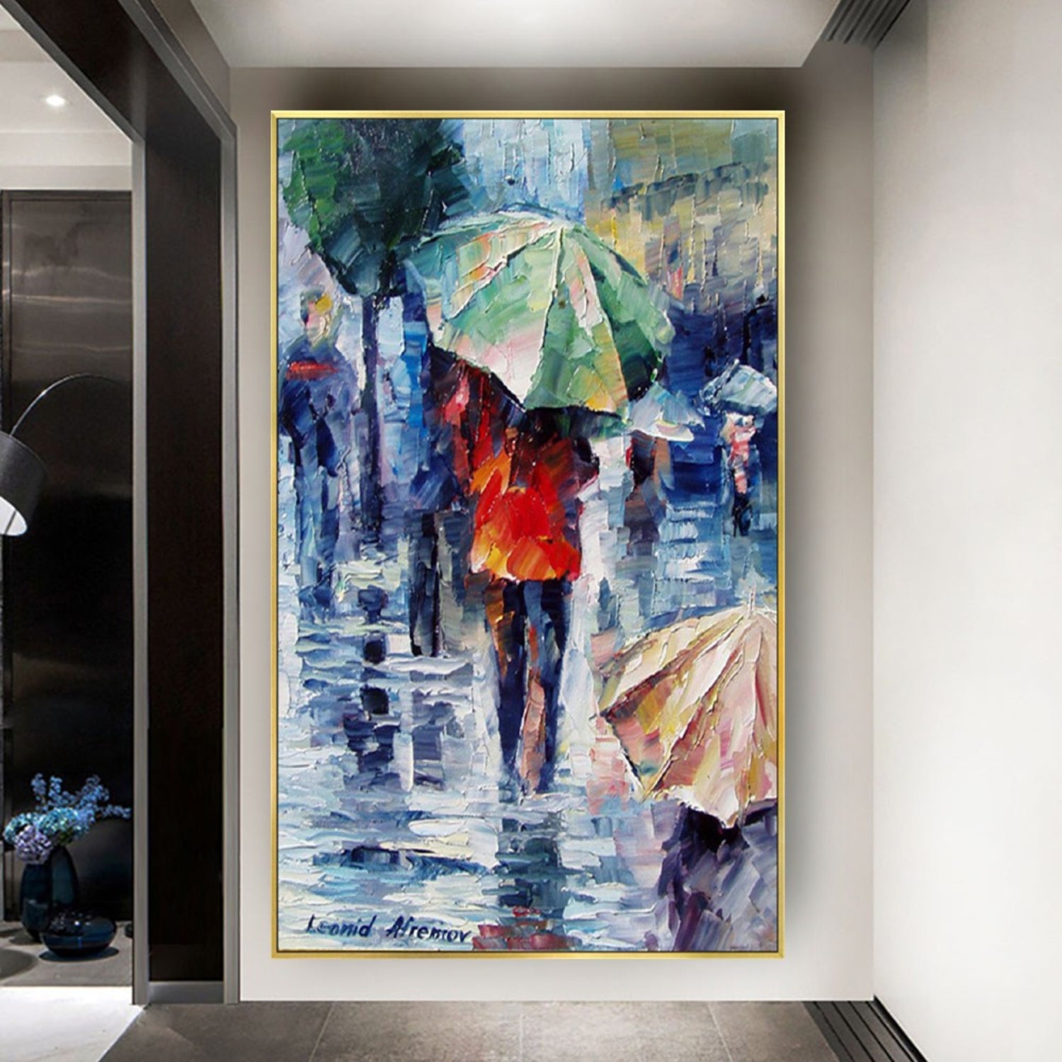 Hand Painted Umbrella Girl Rainy Moments Wall Art