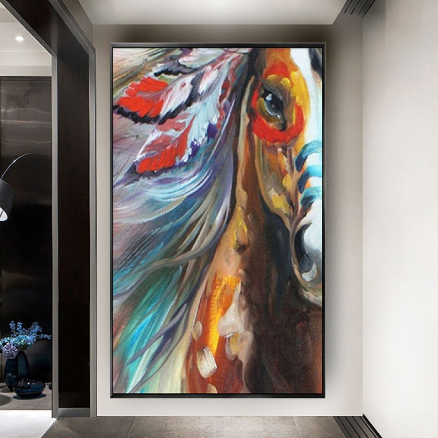 Modern Vivid Colours Indian Horse Head Painting