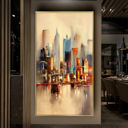 Heavy Textured Modern Cityscape Hanging Art