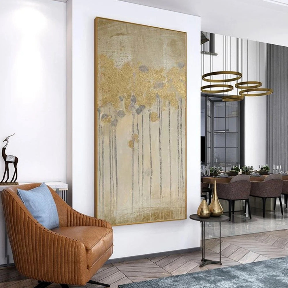 High Quality Gold Foil Trees Abstract Handmade Oil Painting