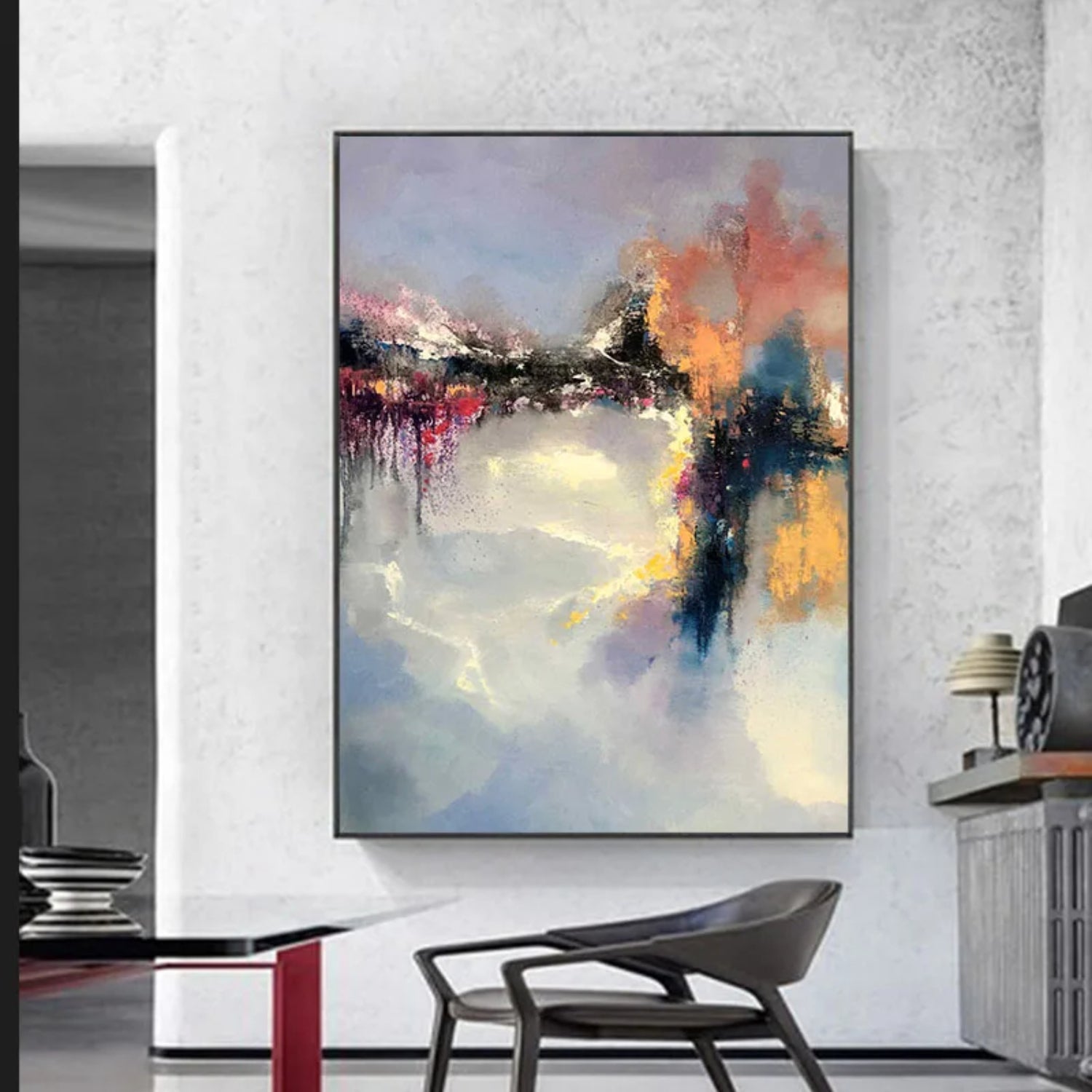 Nordic Zhao Wuji Style Abstract Lake Painting