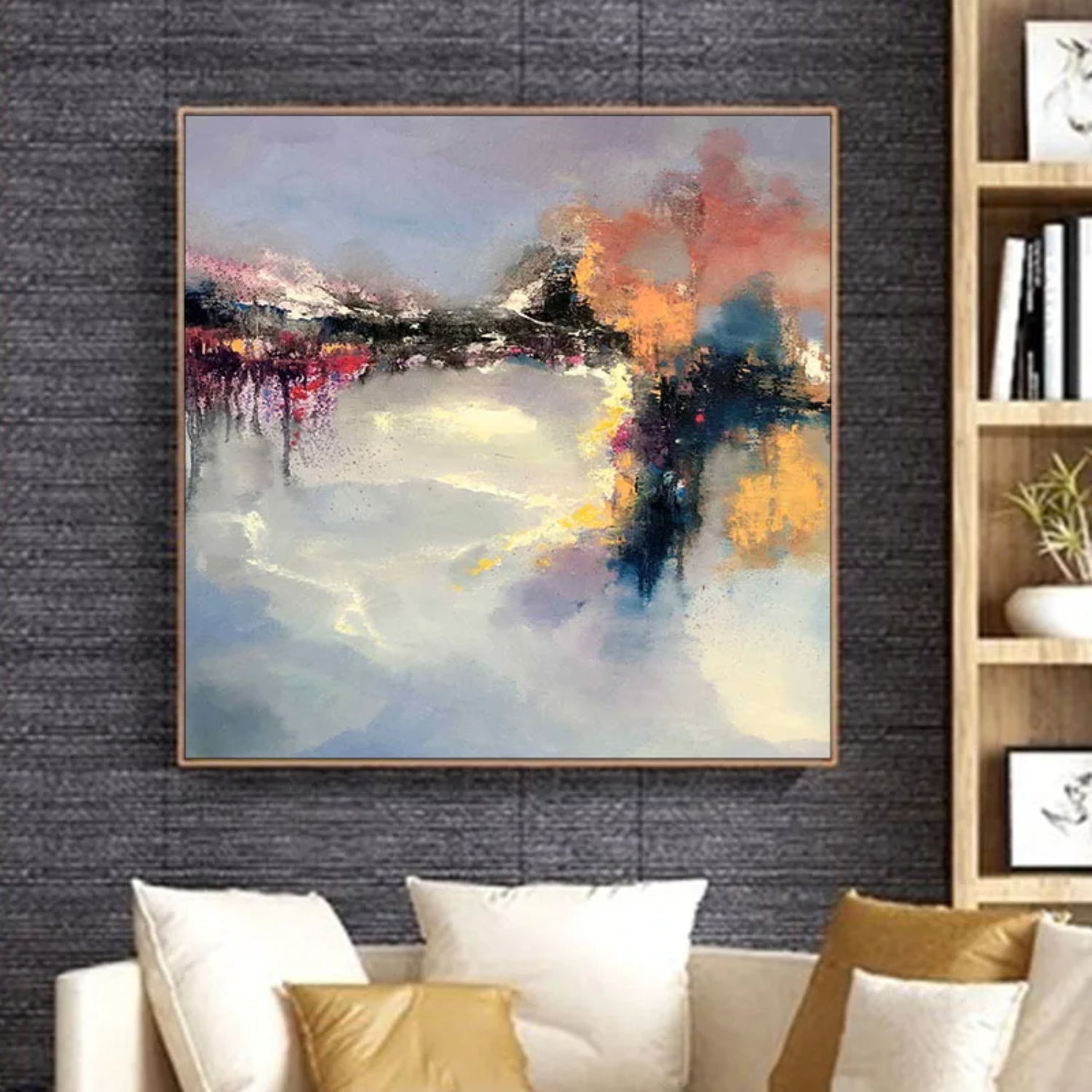 Nordic Zhao Wuji Style Abstract Lake Painting