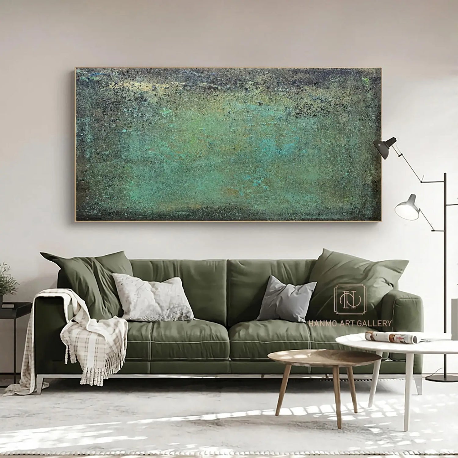Abstract Green Textured Minimalism Oil Painting