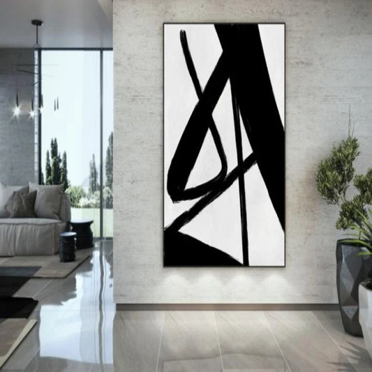 Large Abstract Black and White Office Wall Art