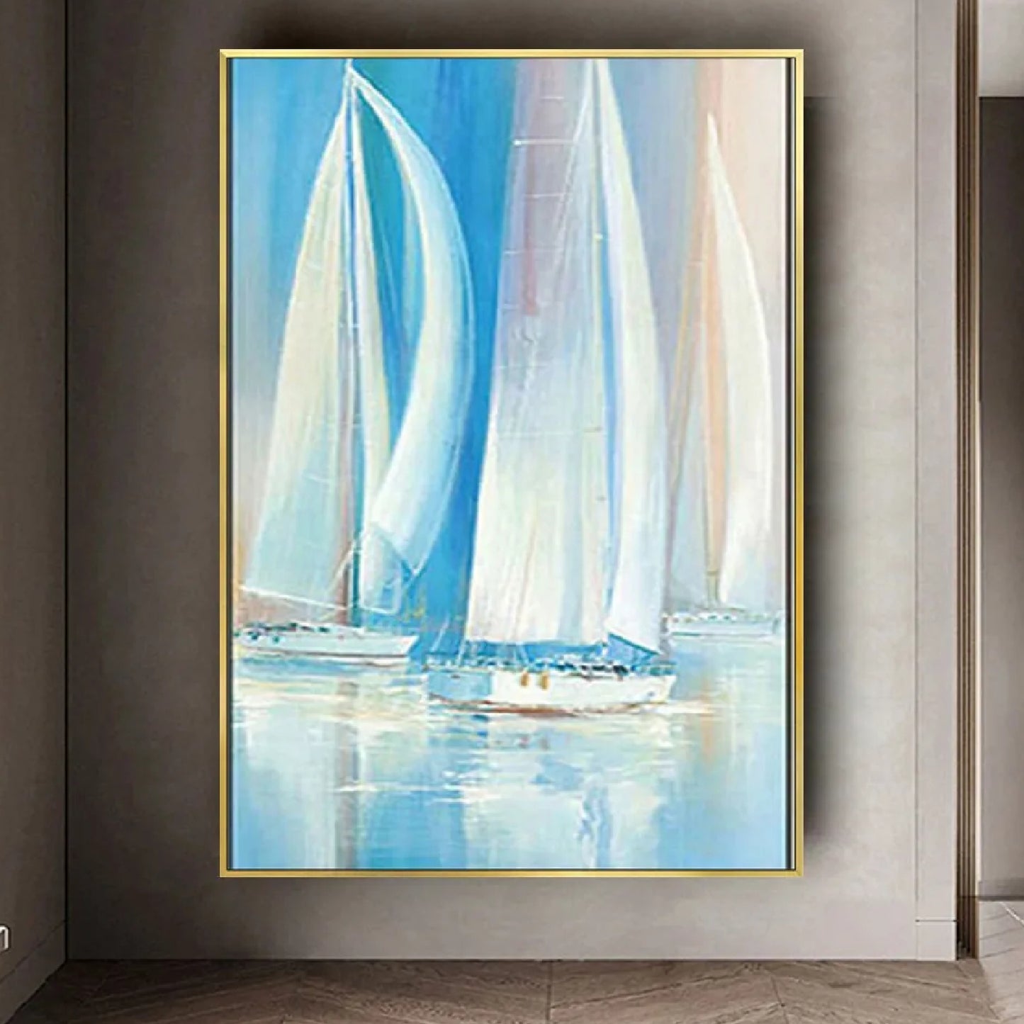 Large Abstract Wind Sea Boat Minimalist Painting