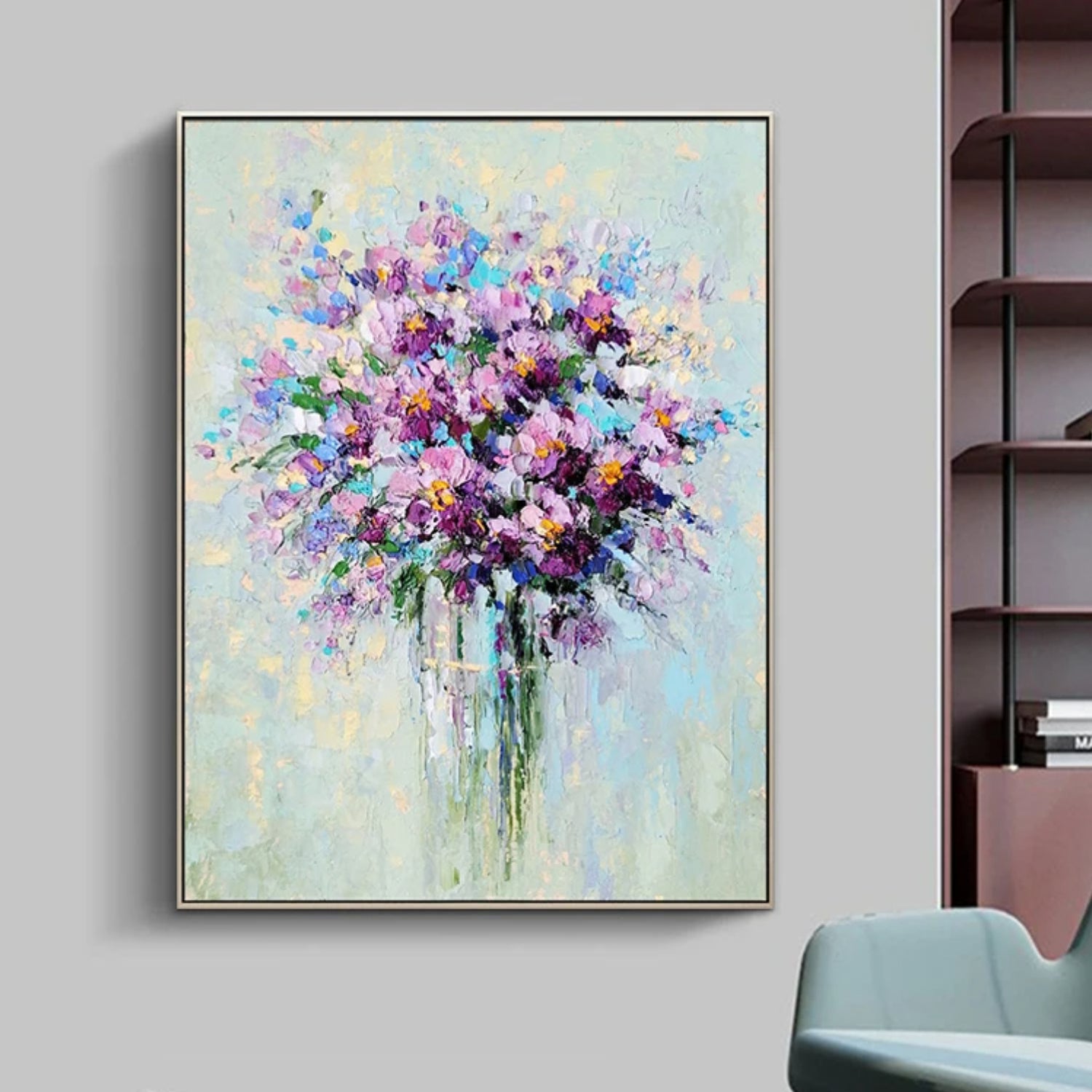 Colourful Textured Floral Bouquet Impressionist Wall Art
