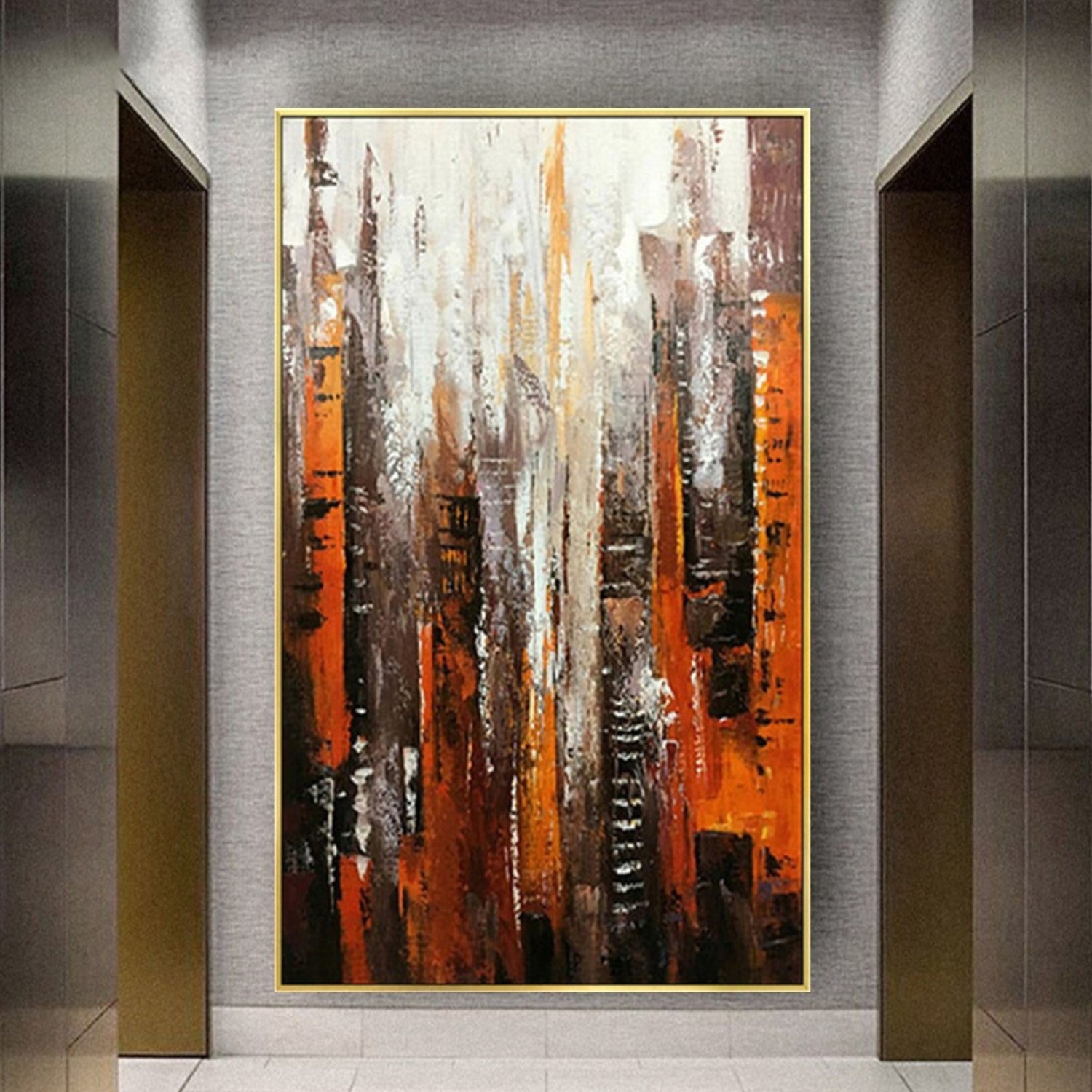 Modern Abstract Cityscape Brushstrokes Painting