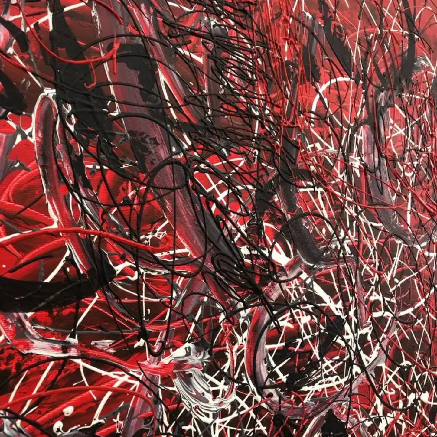 Modern Abstract Red Canvas Jackson Pollok Artwork
