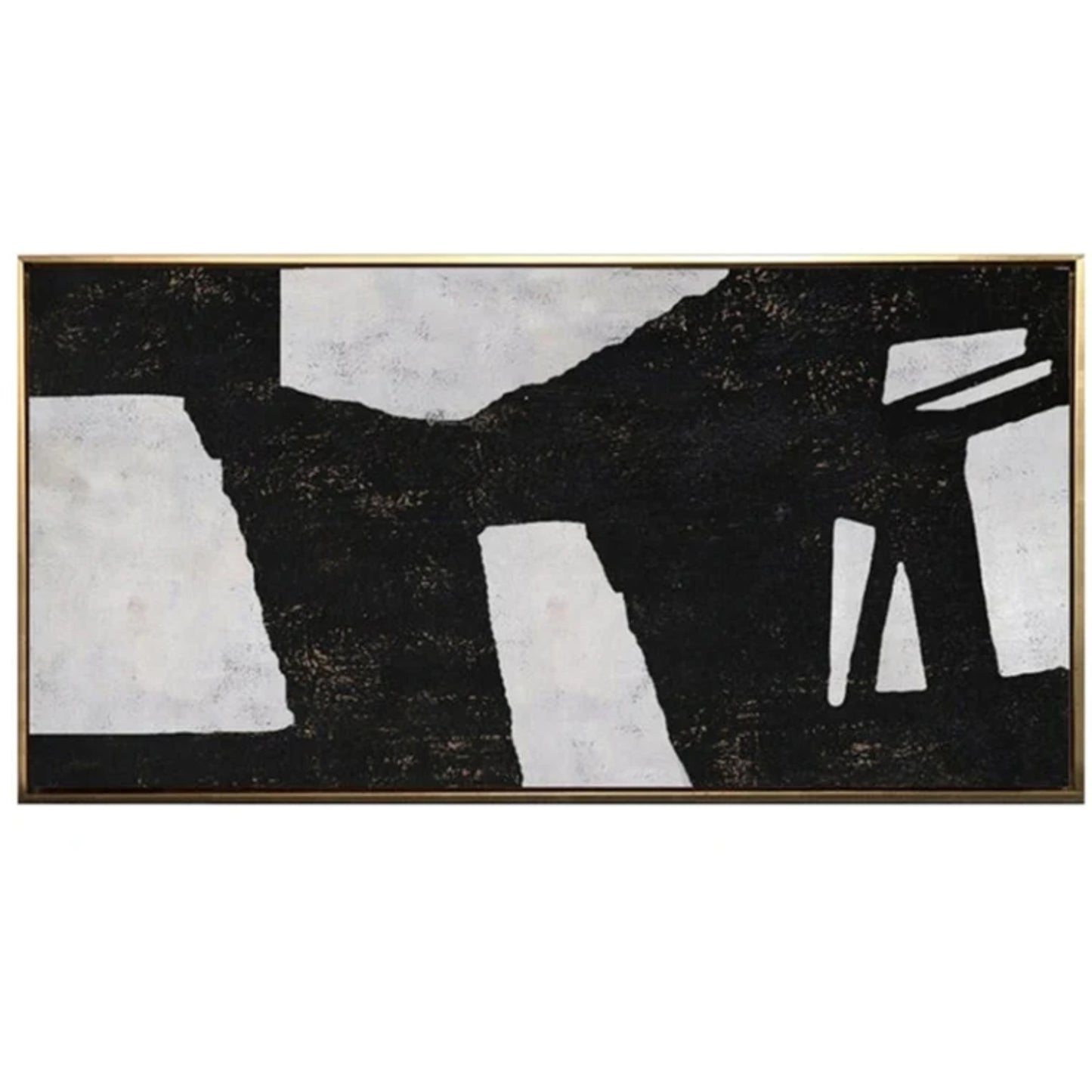 Modern Black White Minimalist Horizontal Painting