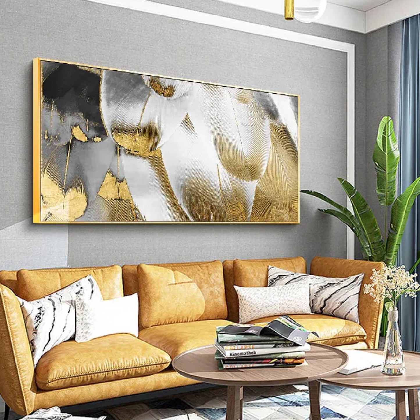 Modern Luxury Gold Feathers Minimalist Painting