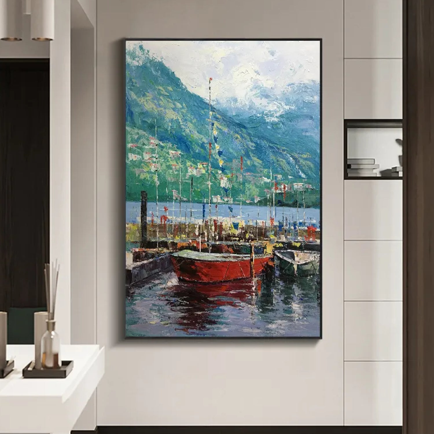 Modern Sailing Boats Landscape Oil Mural Painting