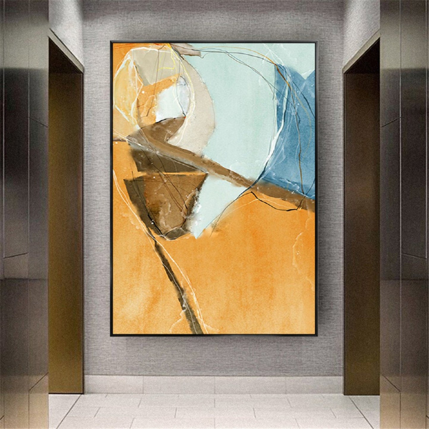 Multicolour Thin Line Emerging Abstract Living Room Art