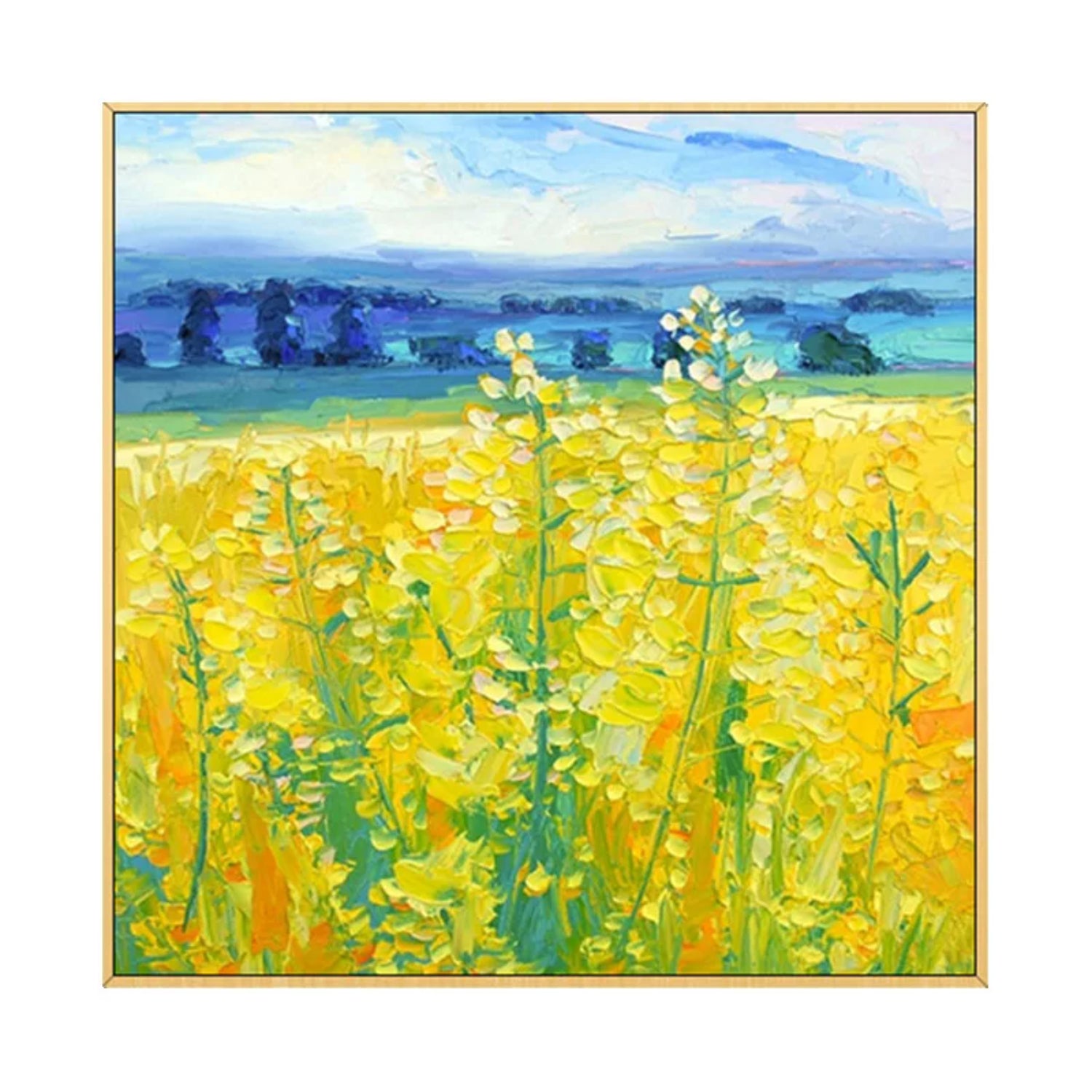 Mustard Flower Field Thick Textured Landscape Art