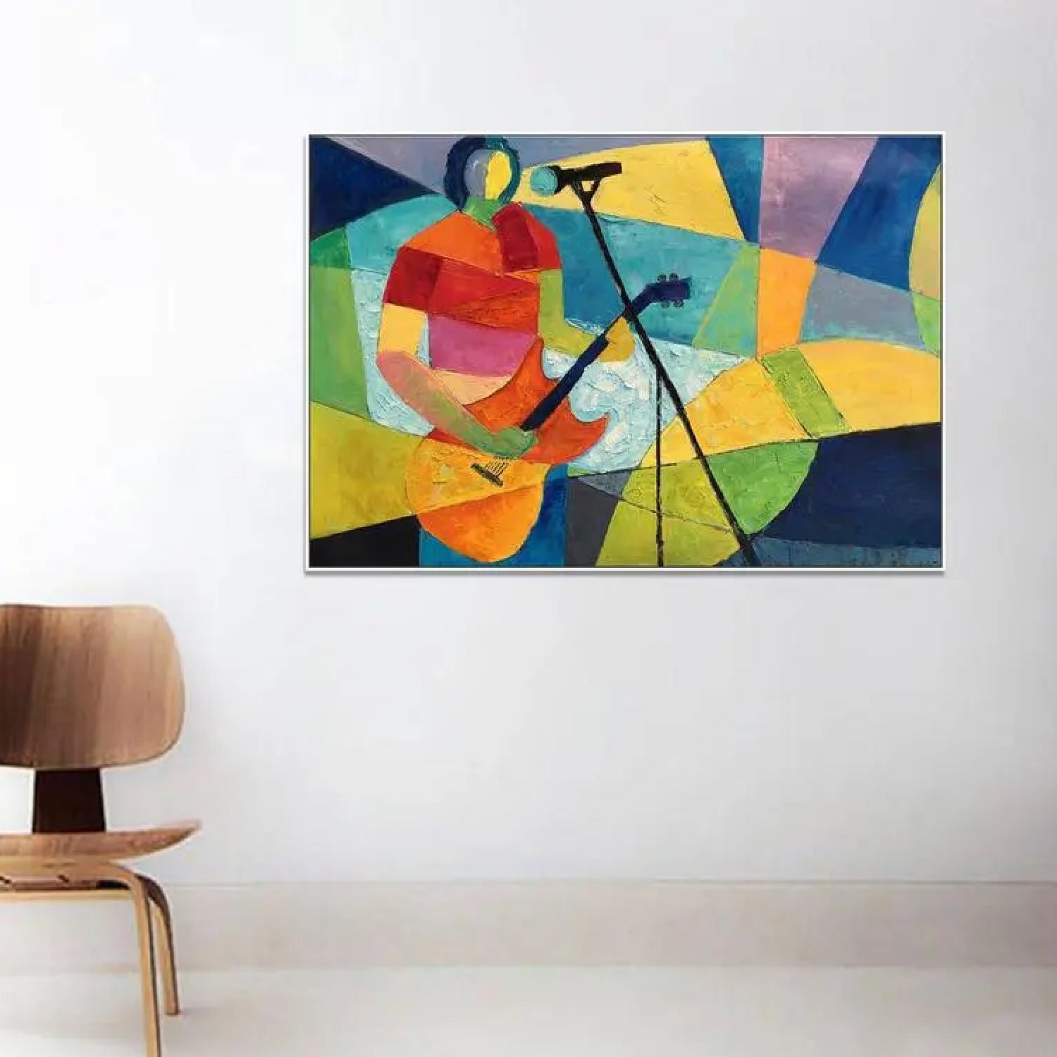 Nordic Abstract Guitar Player Minimalist Painting
