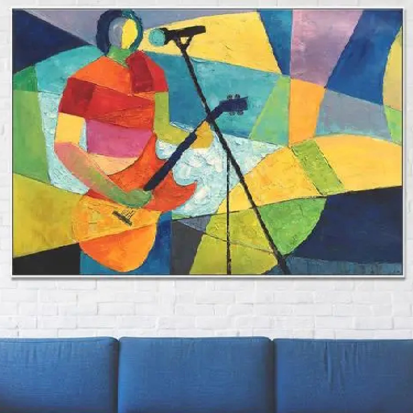Nordic Abstract Guitar Player Minimalist Painting