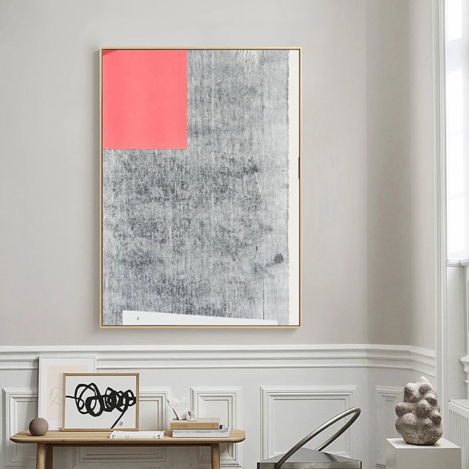 Nordic Grey & Pink Shade Modern Oil Painting