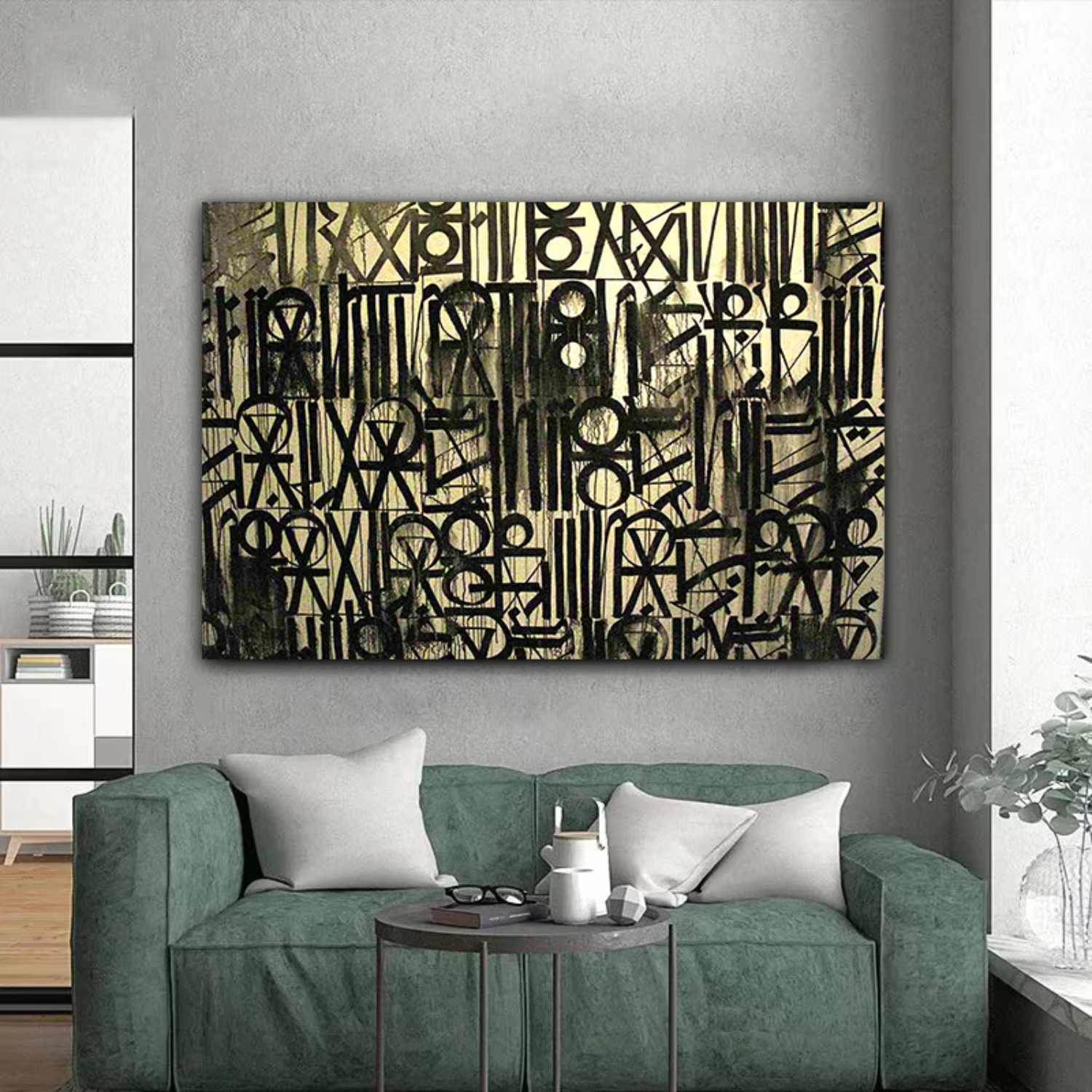 Retna-Inspired Black and Gold Calligraphic Pop Art