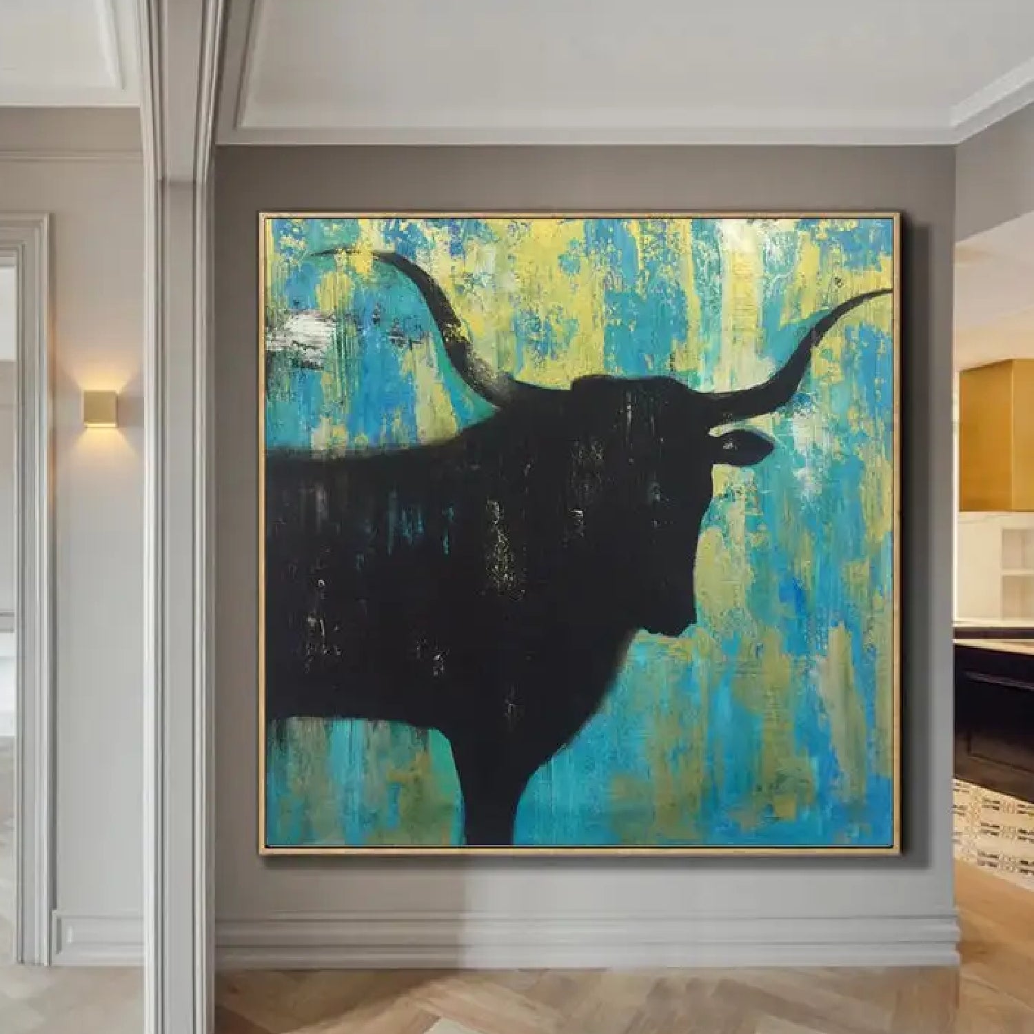 Original Abstract Bull Canvas Textured Painting