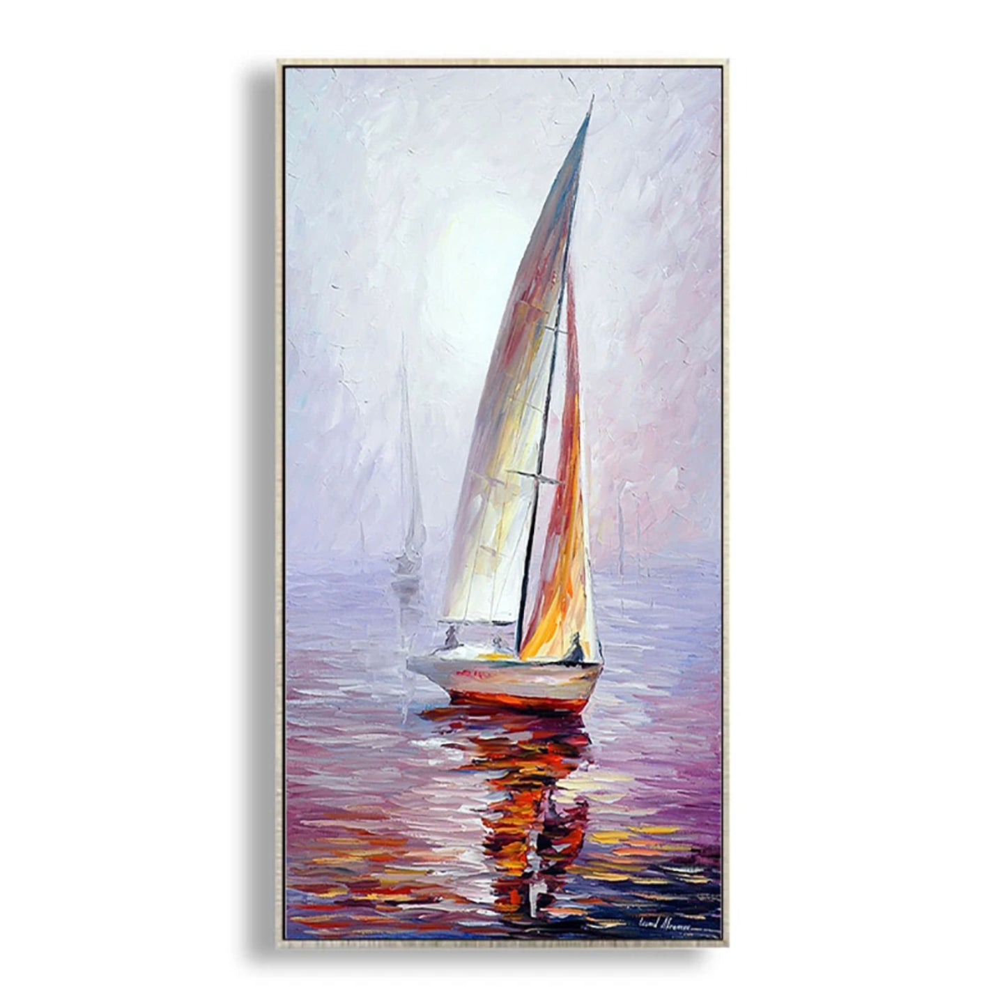 Original Sailboat Vibrant Seascape Textured Oil Painting