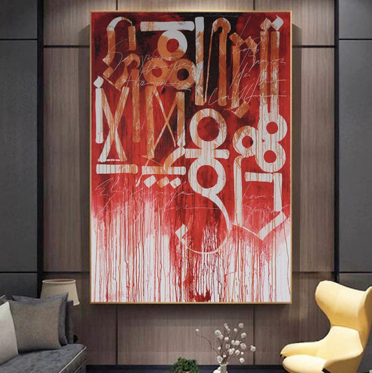 Red and White Retna Street Graffiti Oil Painting