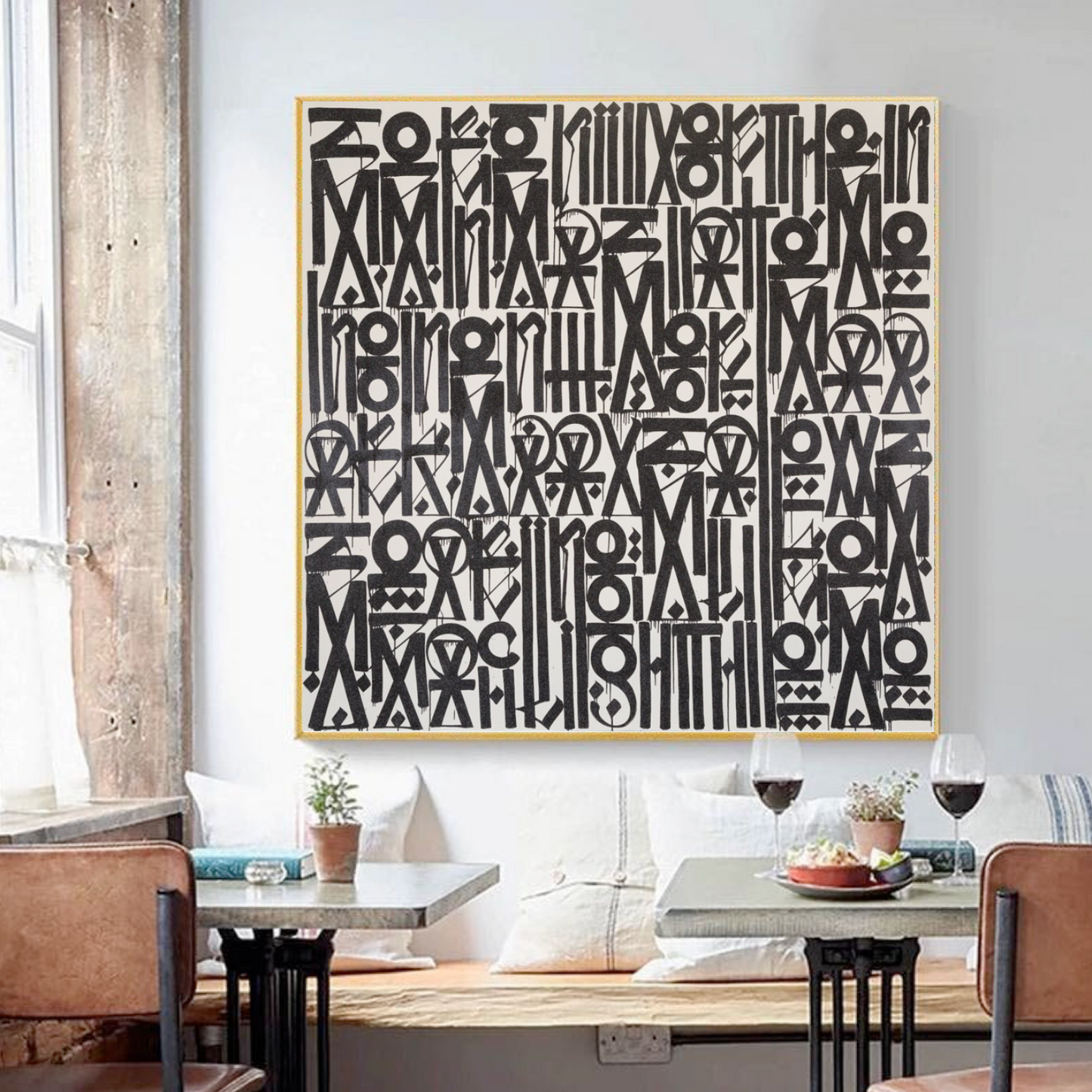 Retna Style Black White Calligraphy Font Painting