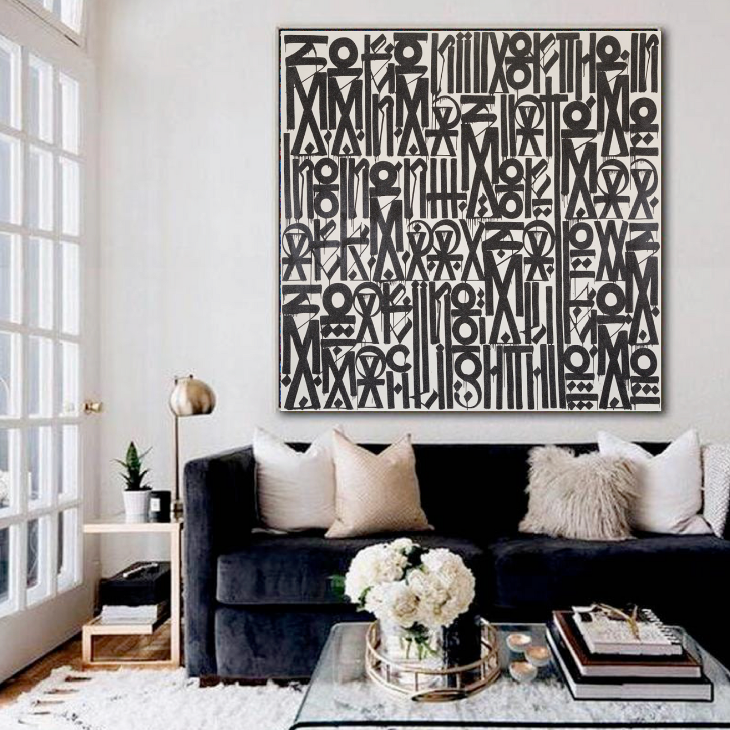 Retna Style Black White Calligraphy Font Painting