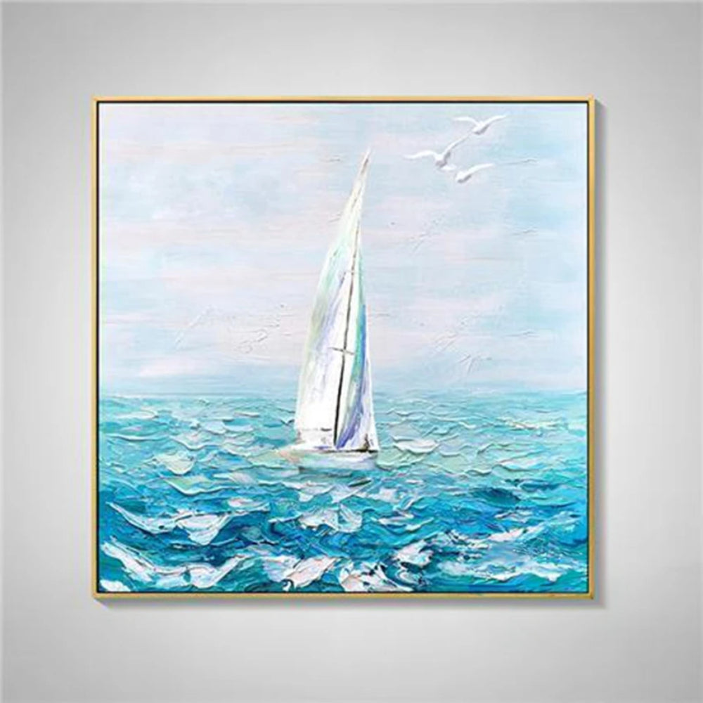 Seascape Sailboat and Fishtail Abstract Set of 2 Wall Painting