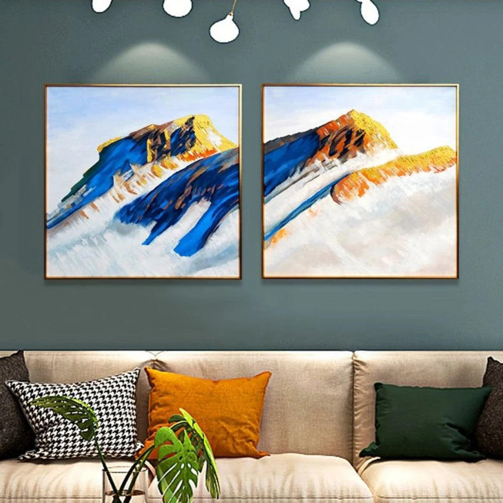 Shining Snowy Mountains Set of 2 Wall Decor Painting