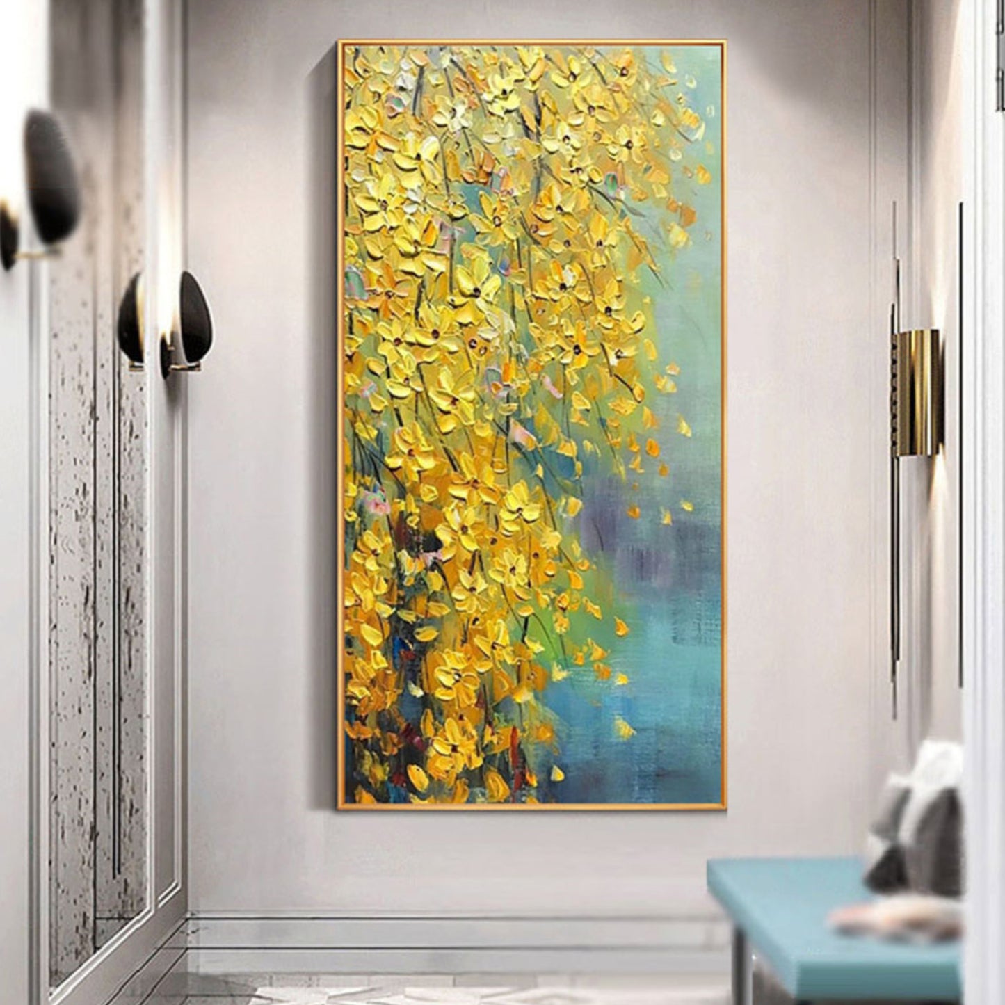 Haind Painted Stunning Floral Living Room Wall Art