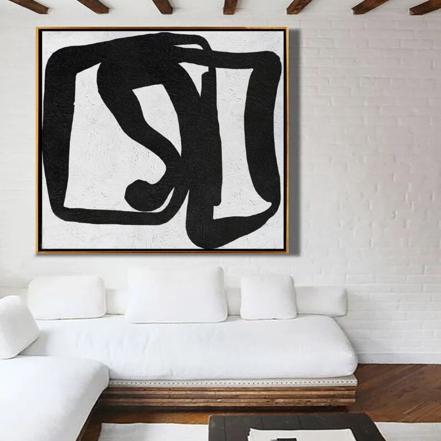 White and Black Minimalist Living Room Wall Art