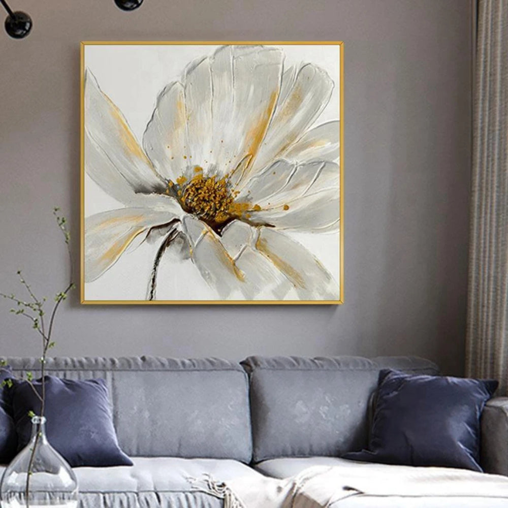 White Colour Blooming Flower Set of 3 Home Decor Painting