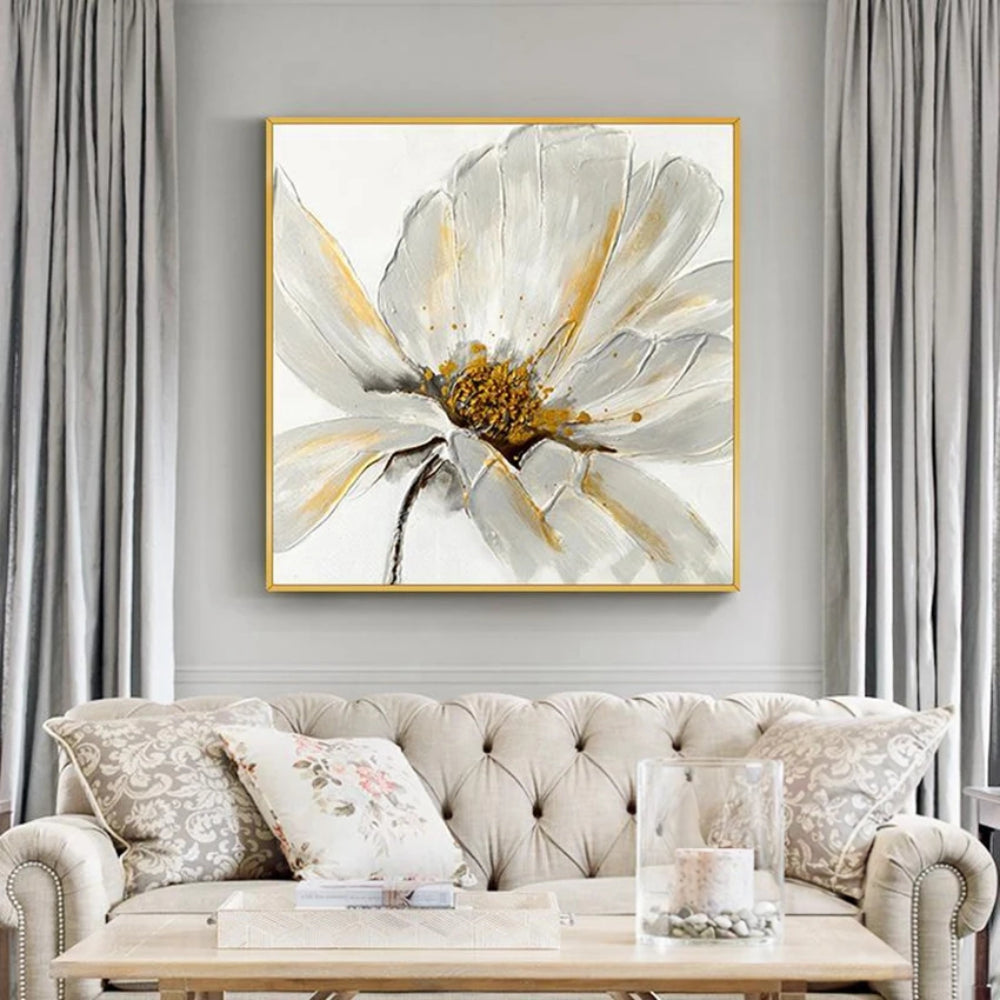 White Colour Blooming Flower Set of 3 Home Decor Painting