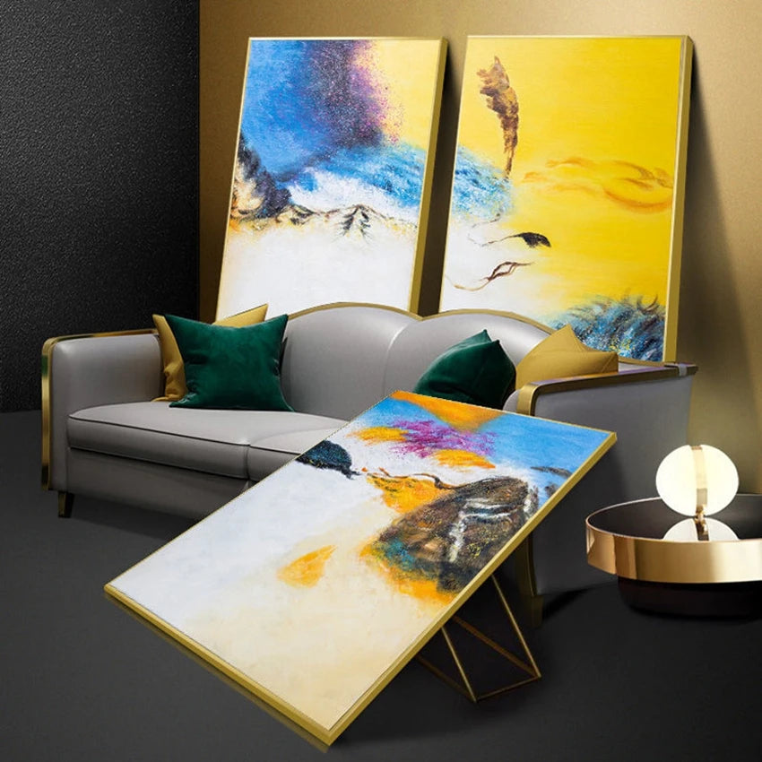 Yellow Blue & Orange Blend Set of 3 Abstract Home Decor Painting