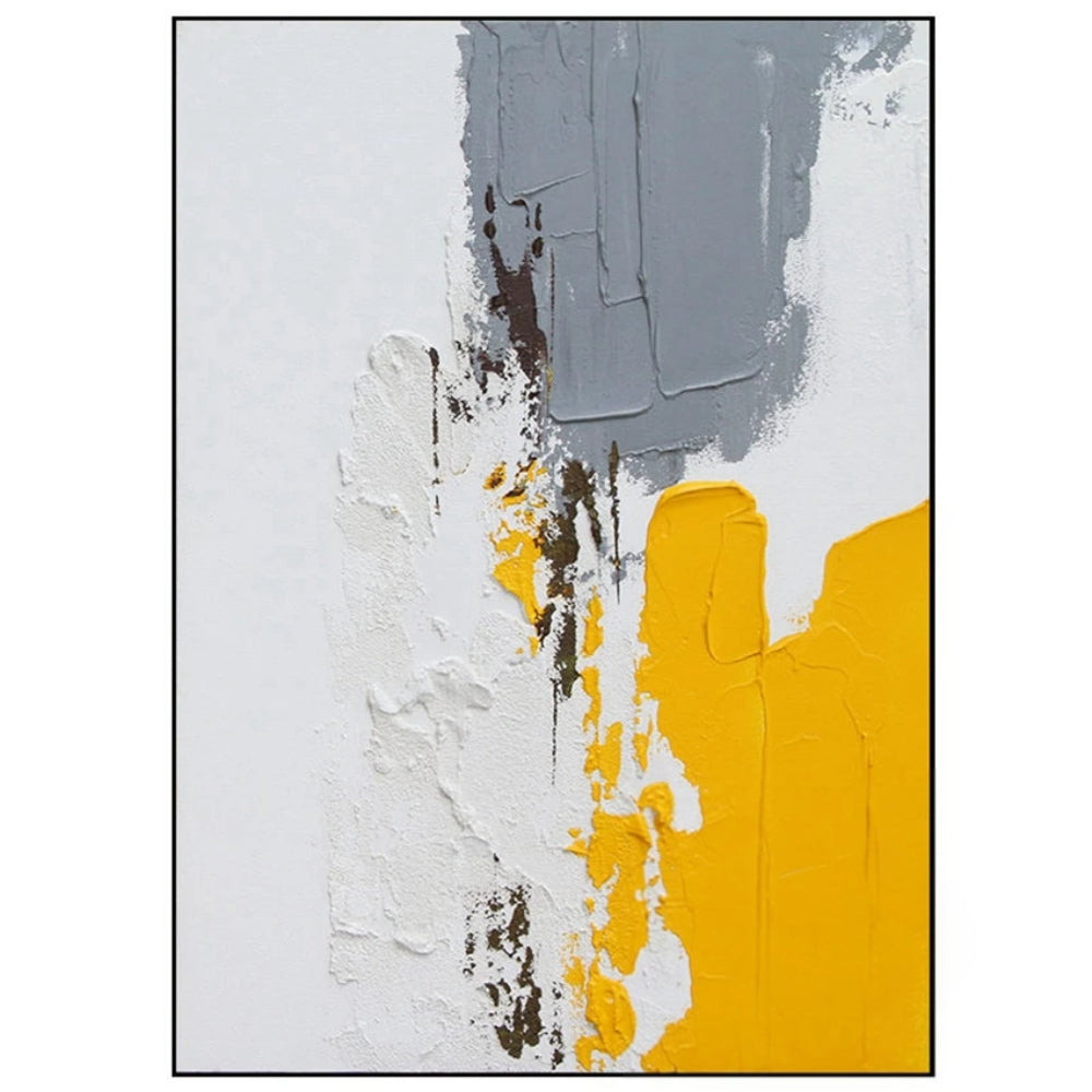 Yellow White Grey Abstract Texture Mural Set of 2 Painting