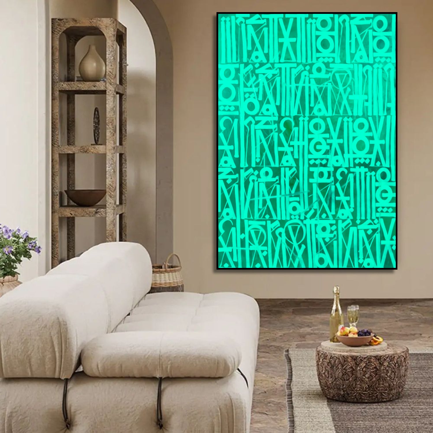 Acrylic Bright Green Calligraffiti Font Modern Painting