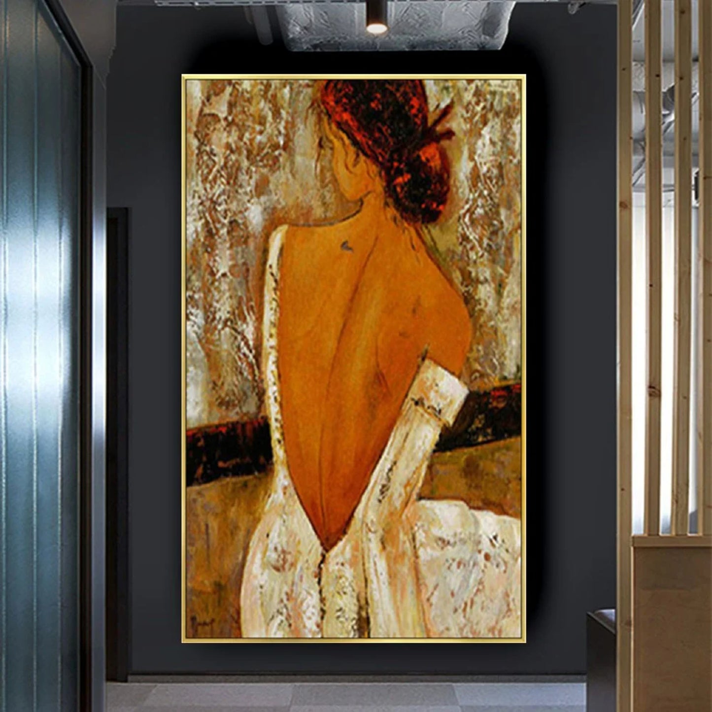 Classic Backless Bridal Girl Abstract Oil Painting