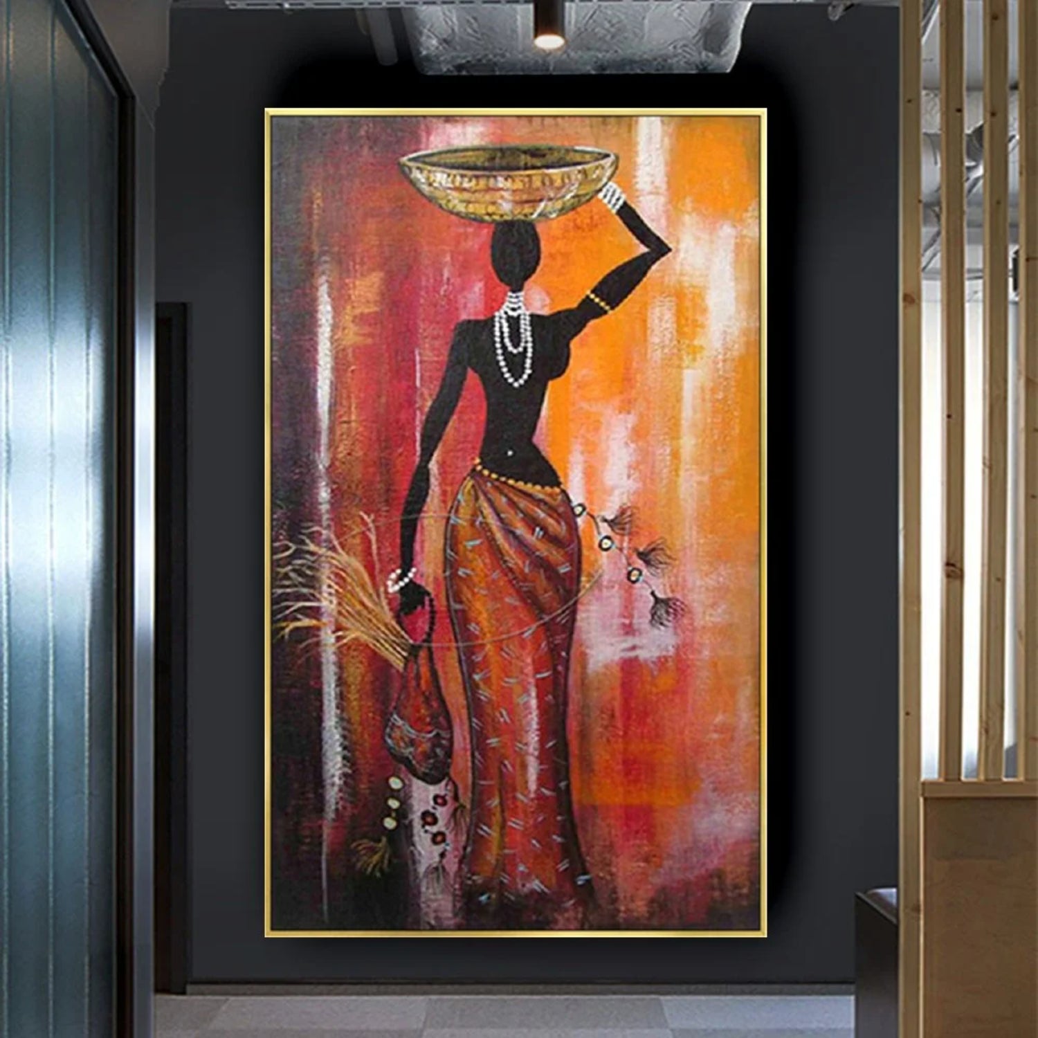 Classical African Working Woman Textured Painting