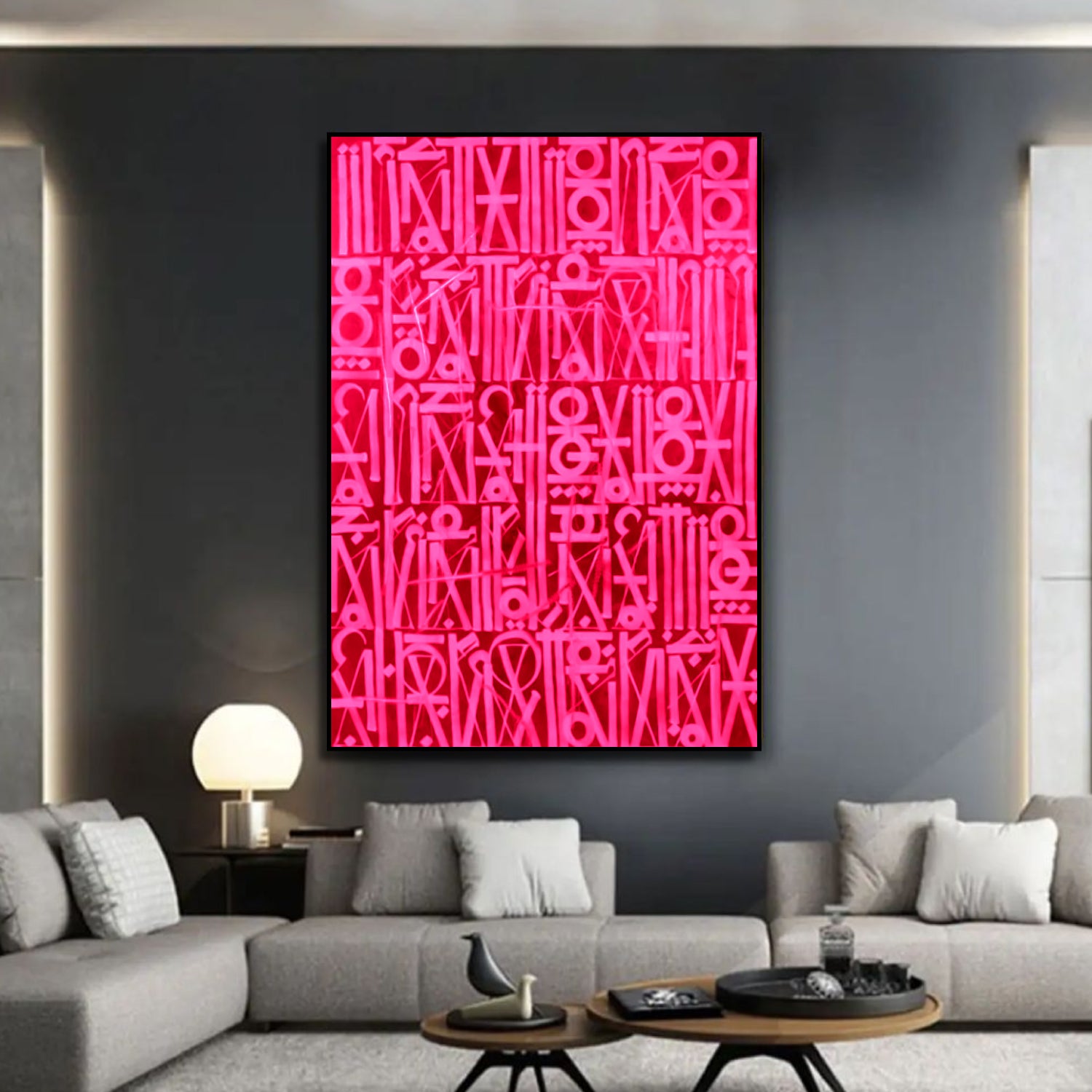 Dazzling Pink Retna-Inspired Canvas Oil Painting
