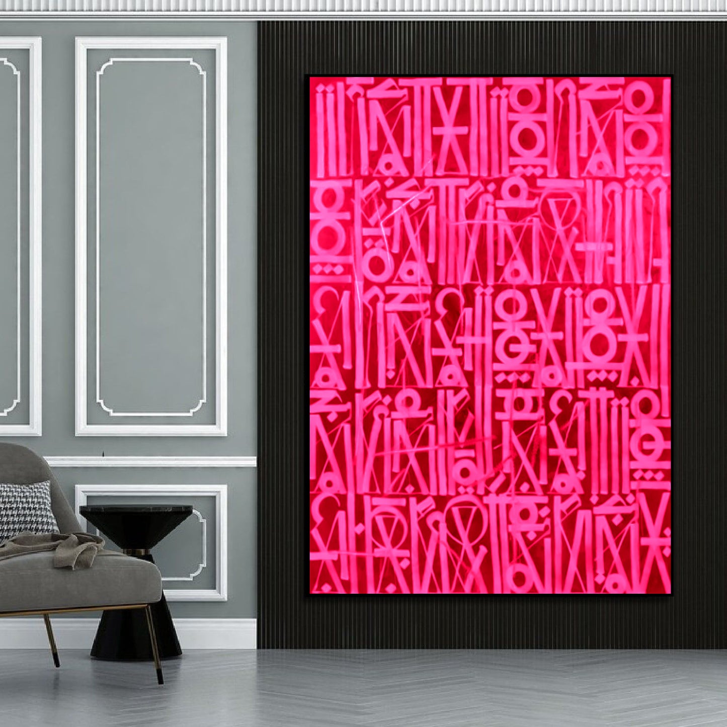Dazzling Pink Retna-Inspired Canvas Oil Painting