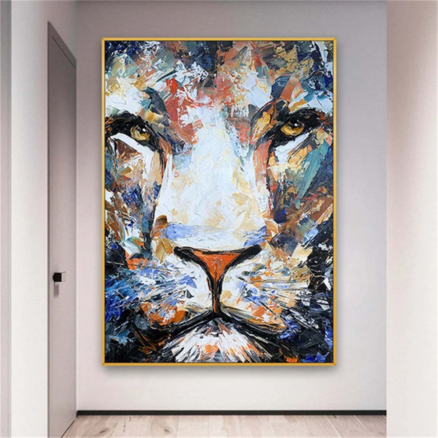 Colourful Lion Graffiti Art with Diamond Texture
