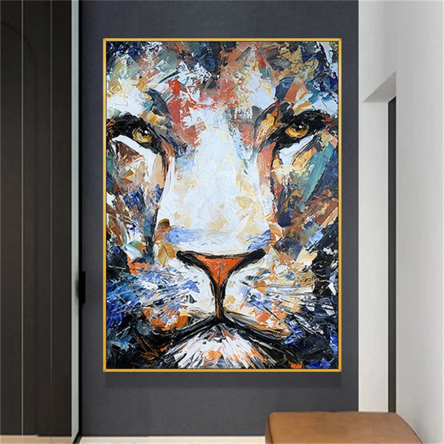 Colourful Lion Graffiti Art with Diamond Texture