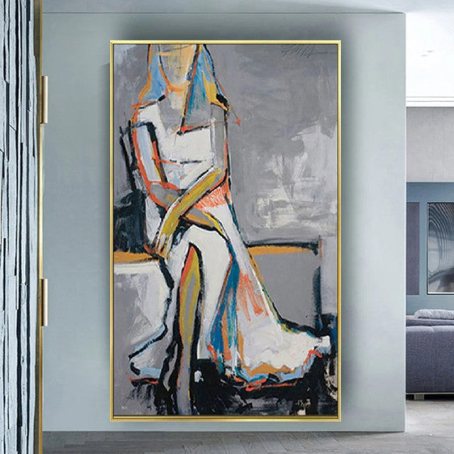 Modern Fashion Woman Picasso Textured Oil Painting