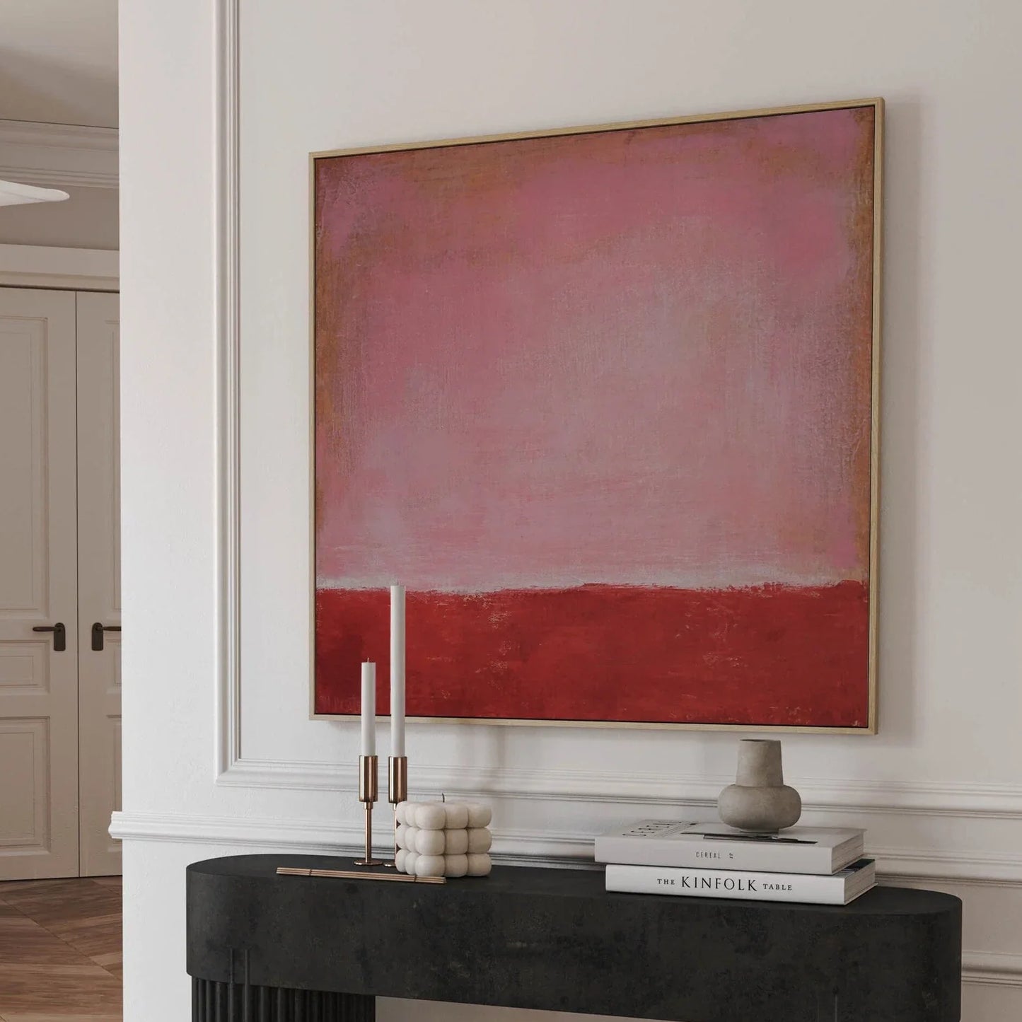Acrylic Two Tone Blush Pink Textured Oil Painting