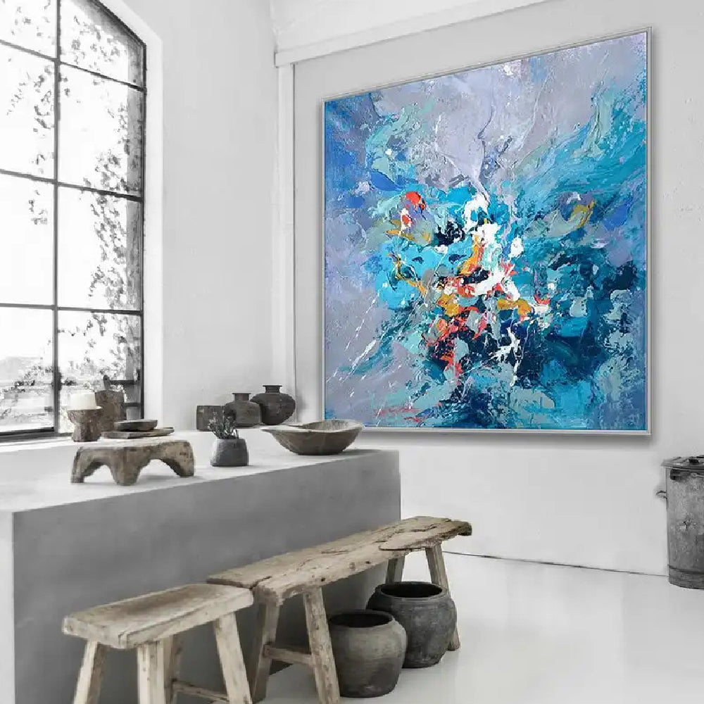Abstract Blue 3D Textured Deep Sea Modern Painting