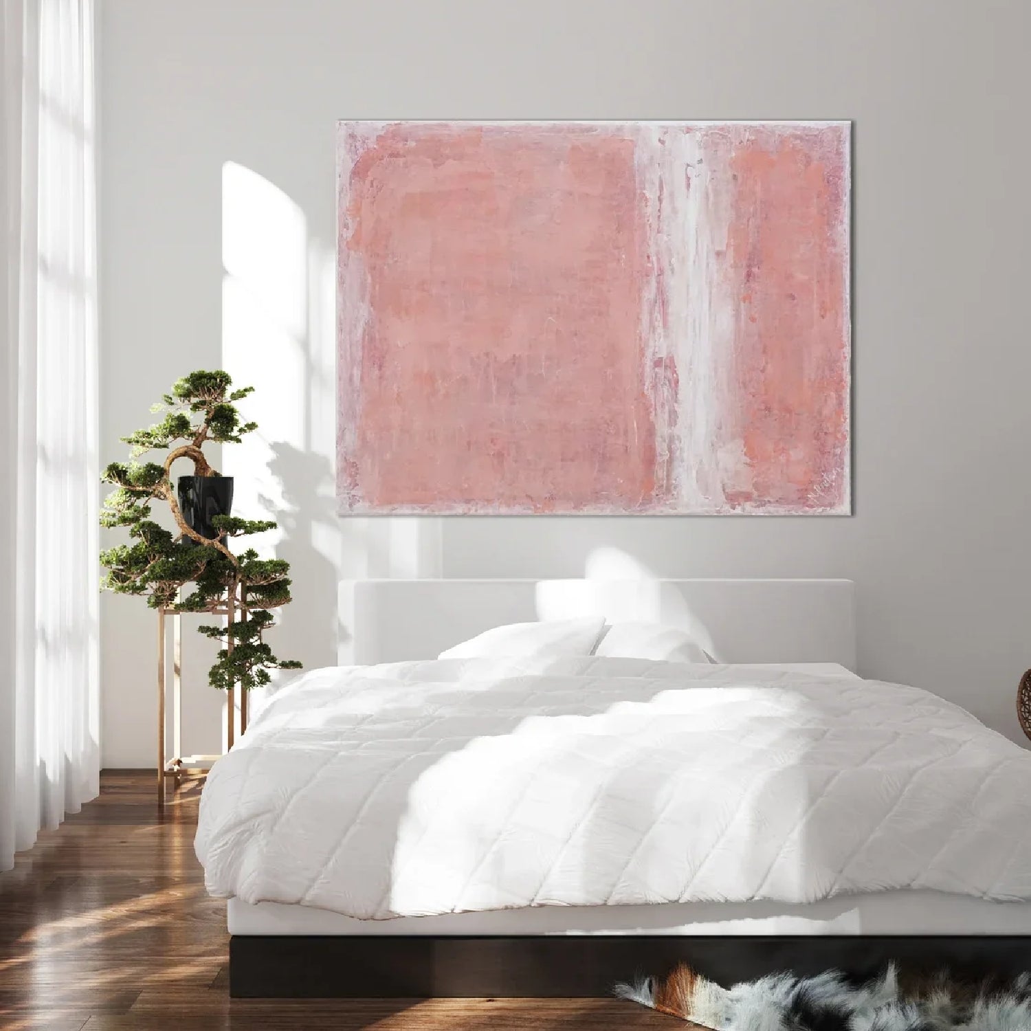 Abstract Blush Pink Minimalist Textured Artwork