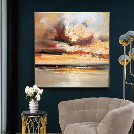 Abstract Knife Textured Skyline Seascape Painting
