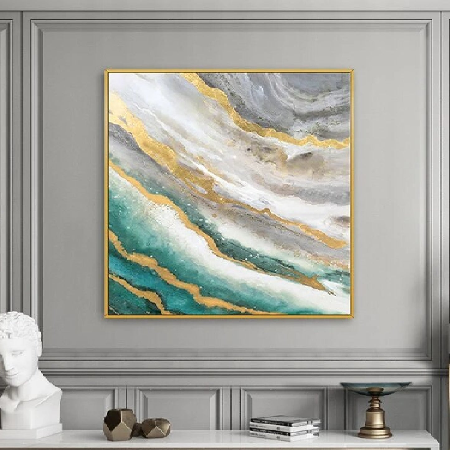 American Marble Style Fluid Abstract Wall Painting