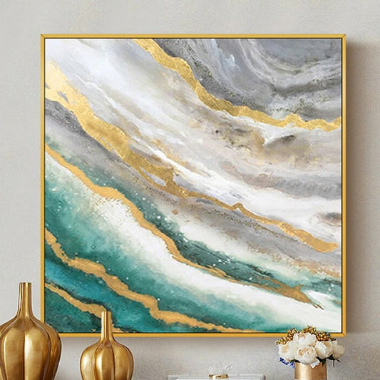 American Marble Style Fluid Abstract Wall Painting