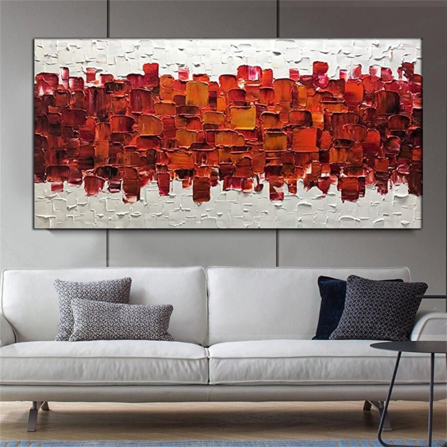 3D Red Texture 100% Hand Painted Palette Knife Art